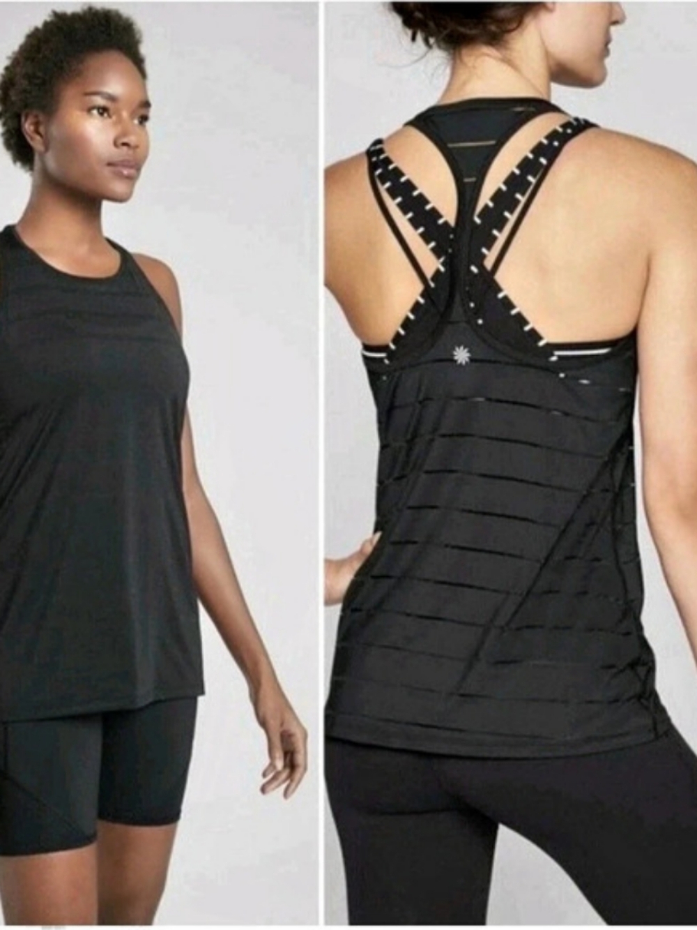 Athleta Transcend Racerback Mesh Tank Black Small